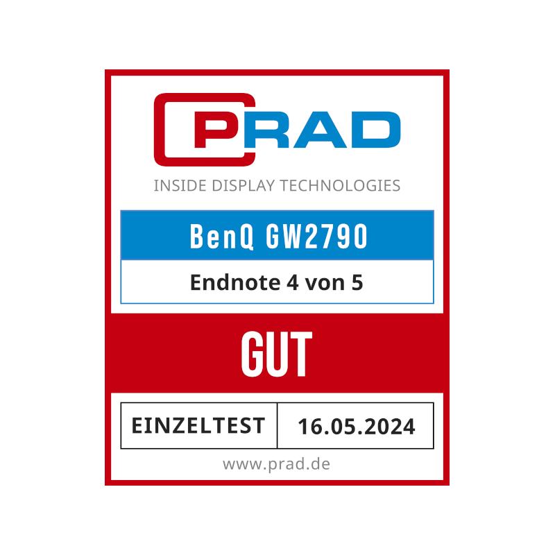 Testsiegel vom PRAD Online Magazin für den BenQ Monitor GW2790