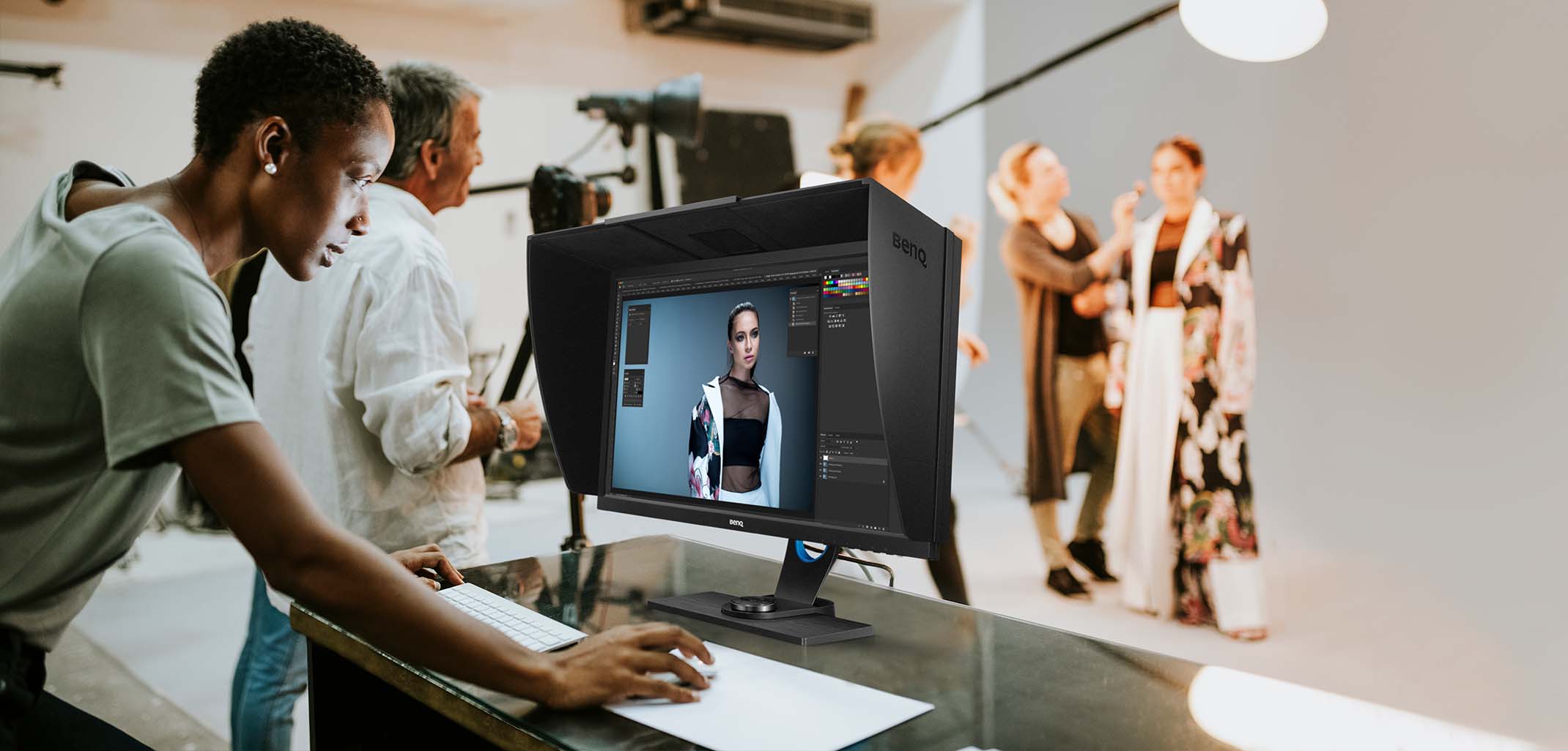 Die PhotoVue SW-Serie der BenQ Studio-Monitore für Fotografen, die auf eine hohe Farbverbindlichkeit angewiesen sind.