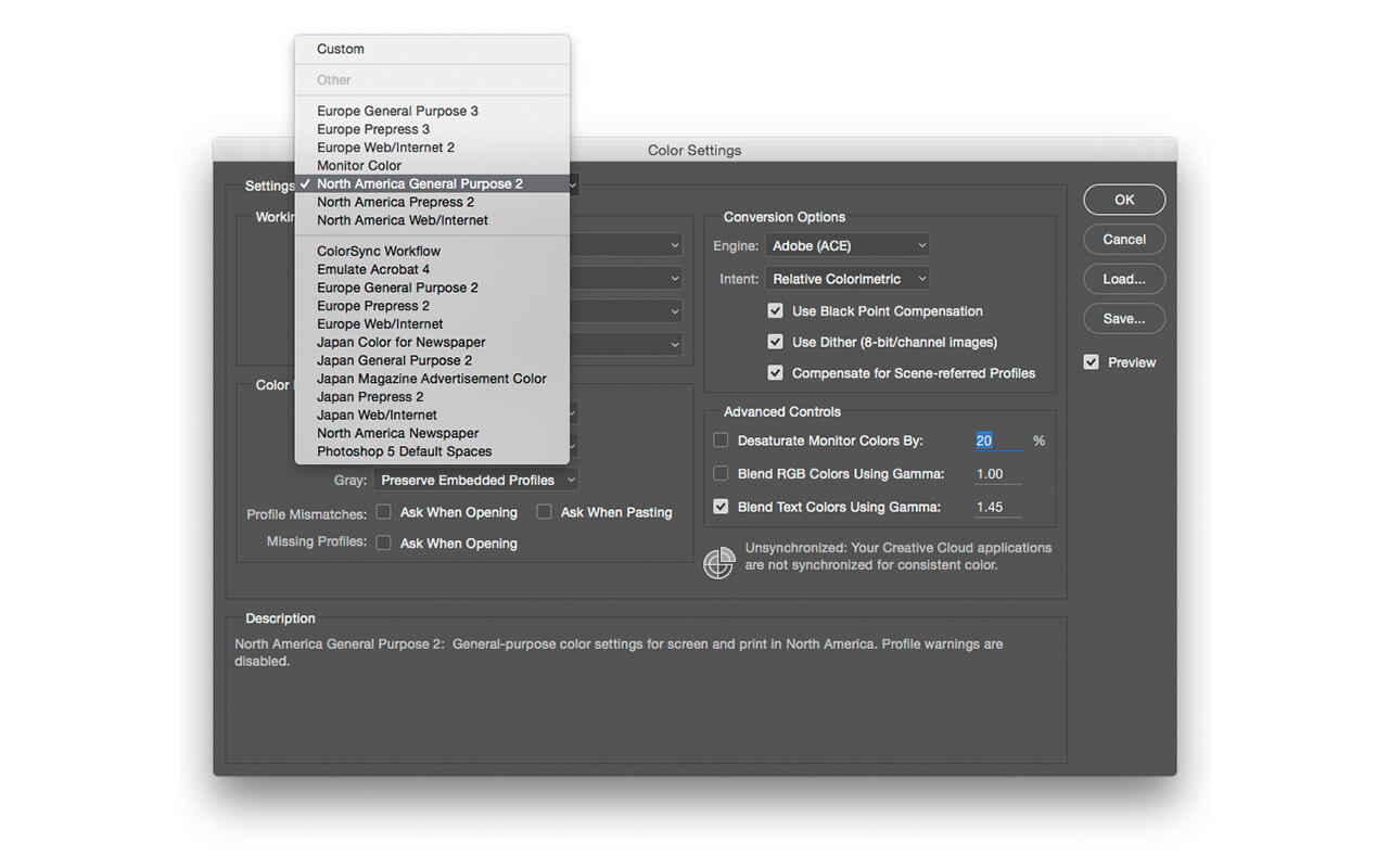 How To Setup Color Preference In Adobe Photoshop Color Settings