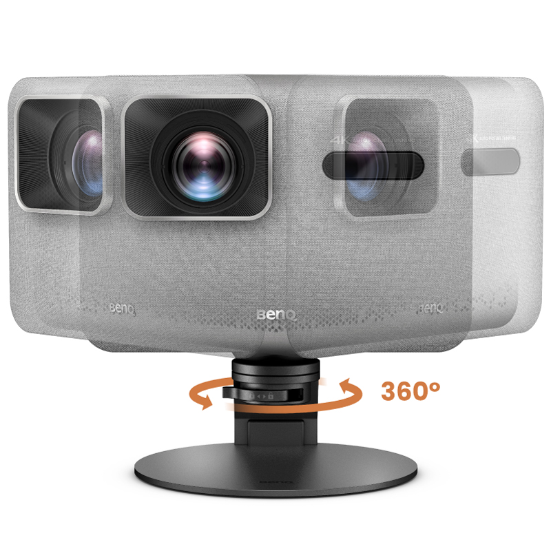 Projektor BenQ na regulowanym stojaku z możliwością obrotu w poziomie o 360° dla swobody ustawień obrazu