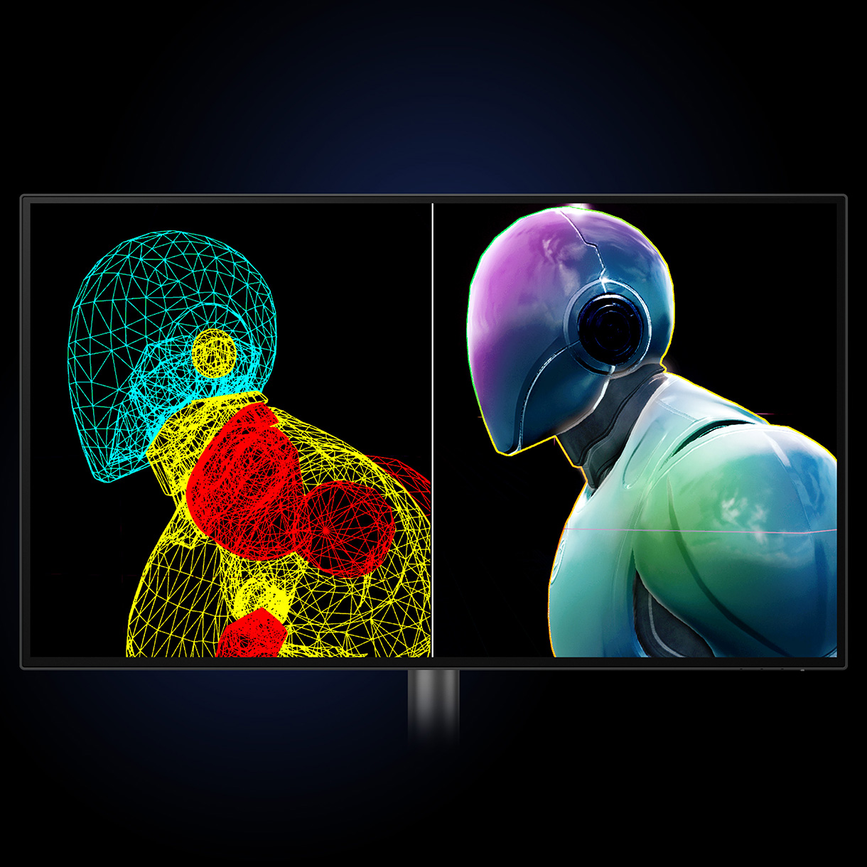 Vergleiche deine Arbeit in zwei unterschiedlichen Farbmodi direkt nebeneinander.