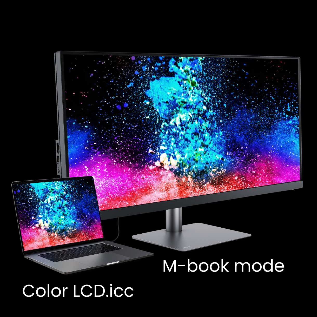 Der BenQ PD3420Q wird ab Werk mit Standard-Farbeinstellungen ausgeliefert, die perfekt mit den Farben von Mac® und MacBook® Pro Laptops übereinstimmen. Der exklusive M-Book-Modus des BenQ PD3420Q ermöglicht eine aktive Farbsynchronisation zwischen Macs und dem Monitor, während du arbeitest.
