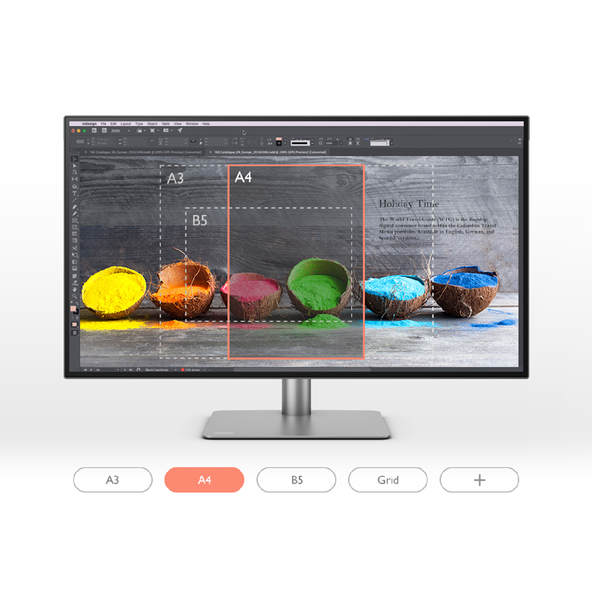 switch on benq display pilot print assist and the chosen paper size will pop up as an overlay on your screen