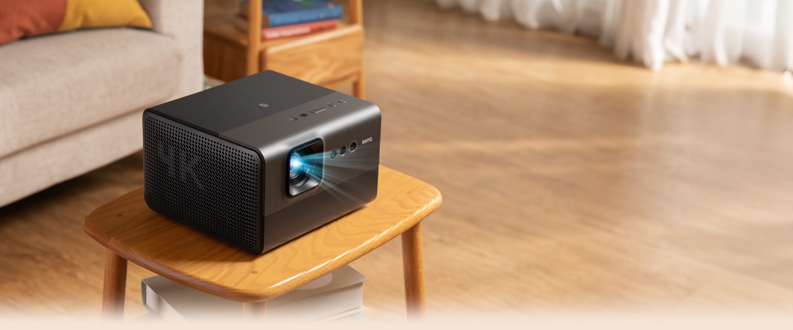 BenQ GP520 4K projector with onboard Netflix, Google TV, 2600 ANSI-lumen HDR, and ambient adaptive tech for stunning cinema-quality viewing in any room, regardless of wall color or lighting.