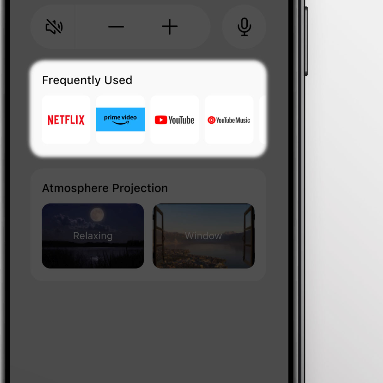 Streaming Hot Key on the BenQ GP520 SmartRemote app enabling quick access to favorite streaming apps