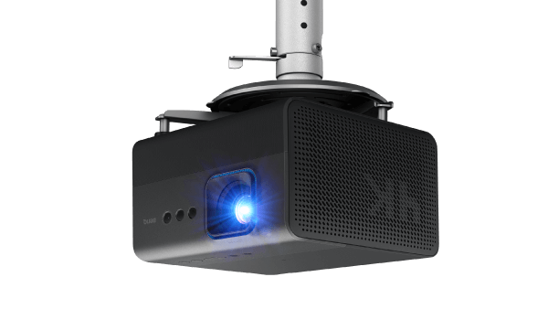 BenQ GP520 projector with ceiling-mounted projection for space-saving installation and optimal viewing in home entertainment setups.